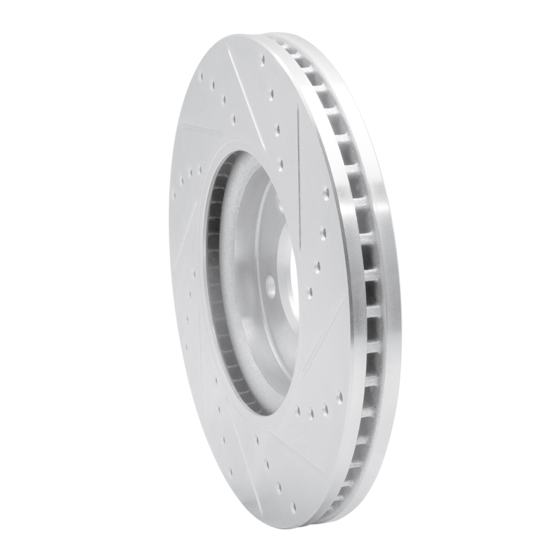 Jaguar S-Type Brake Rotor (1) - Front Left - R1 Concepts - Drilled & Slotted - Silver - `06-`08